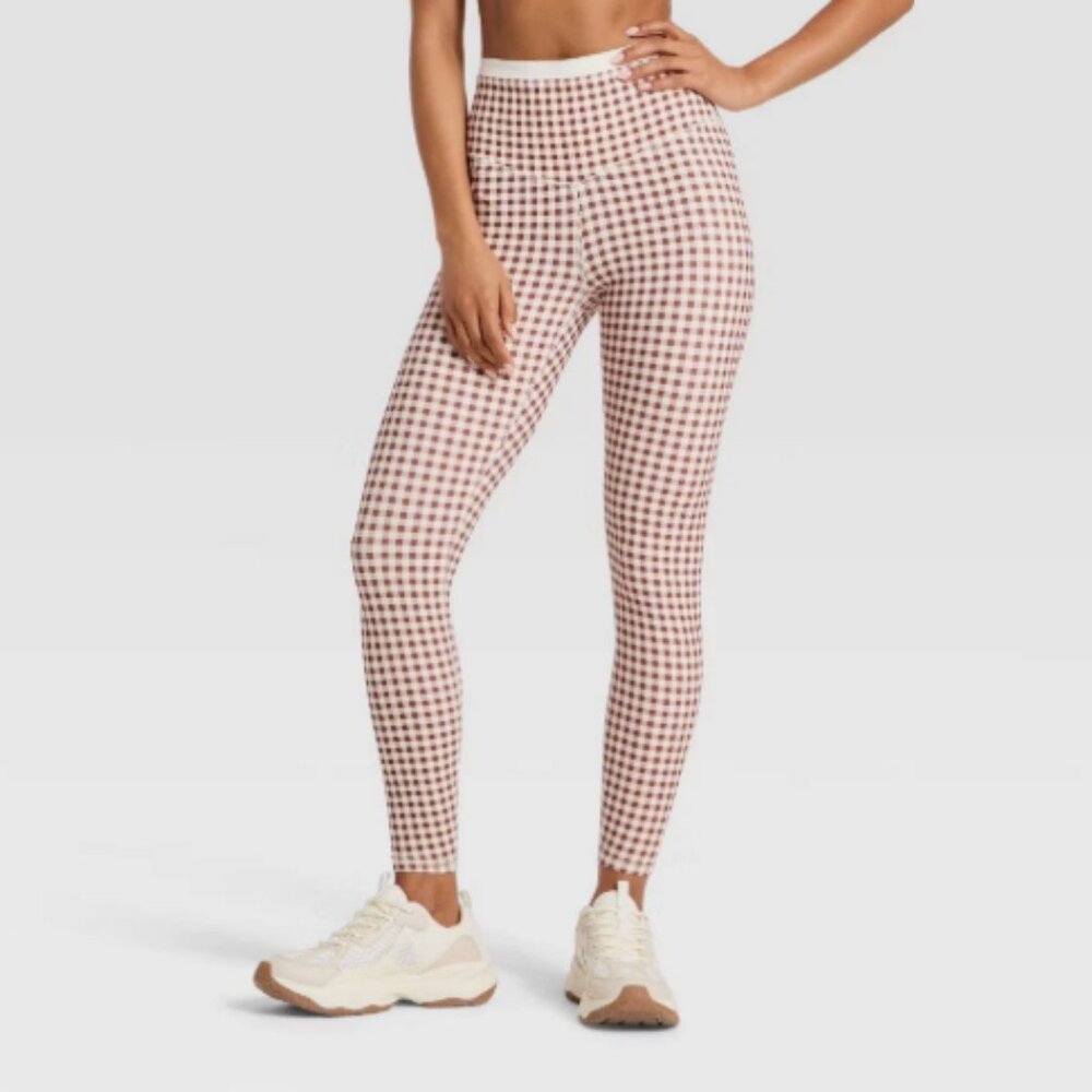 JoyLab Pink Gingham High-Rise Leggings
